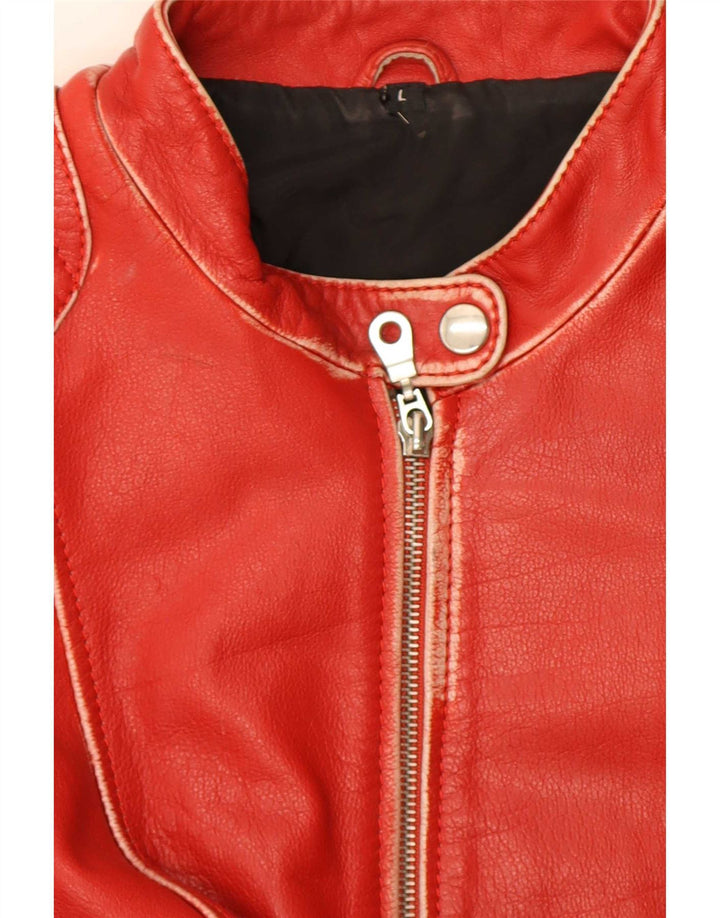 Gipsy Womens Leather Racer Jacket UK 14 Large Red Ride