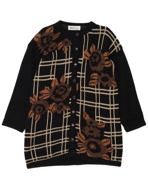 Bellina Γυναικείο Longline Oversized Ζακέτα UK 10 Small Black Floral