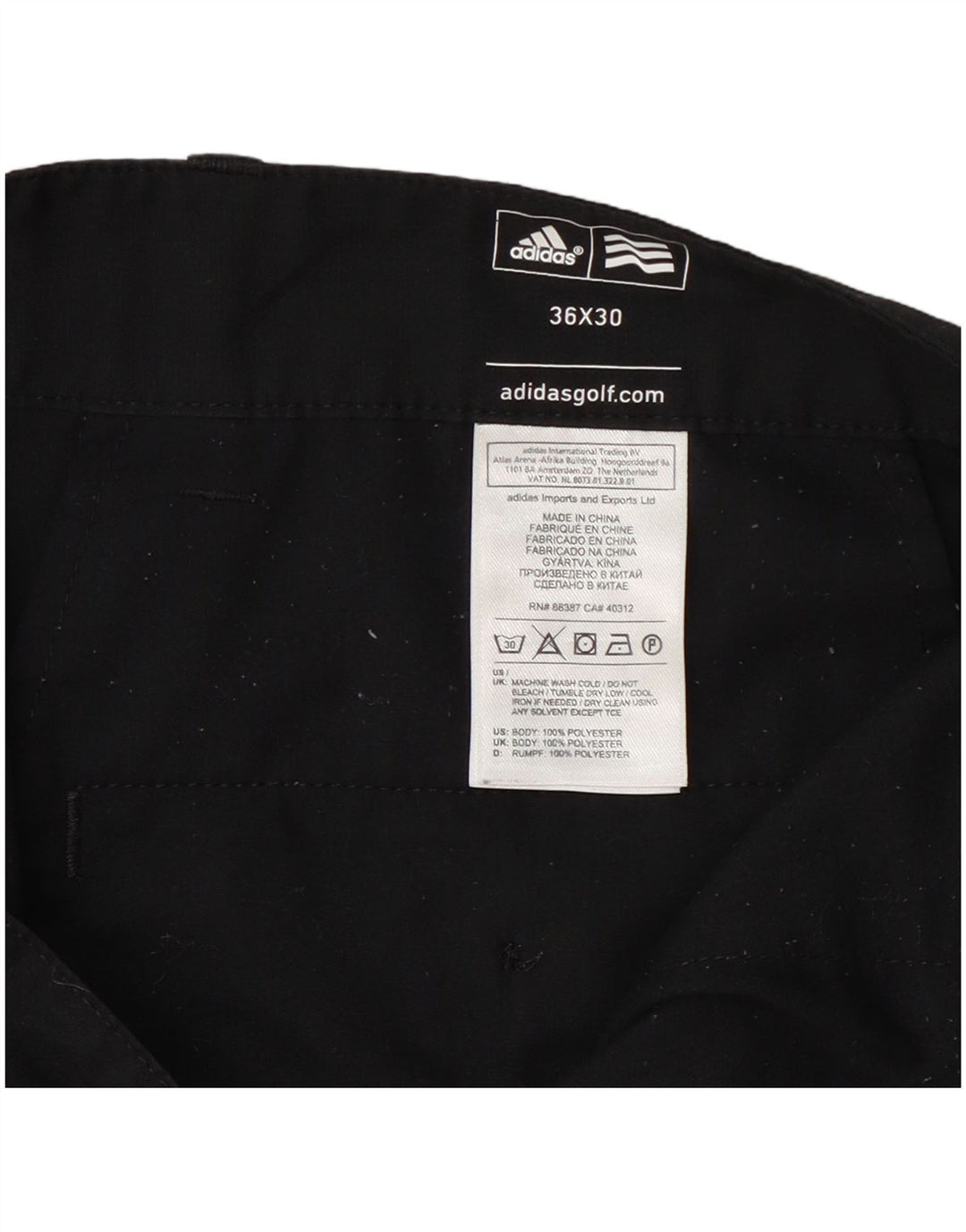 Ανδρικό ίσιο παντελόνι Chino Adidas W36 L30 μαύρο πολυεστέρα
