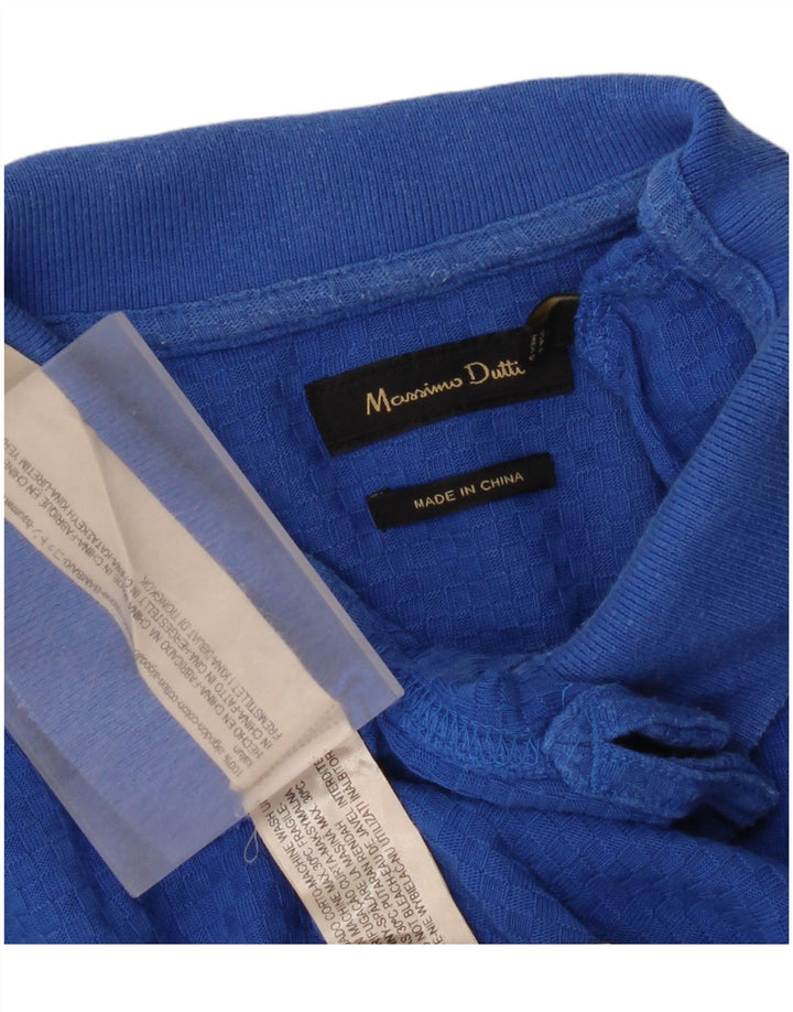 Ανδρικό πουκάμισο πόλο Massimo Dutti, μεγάλο μπλε βαμβακερό