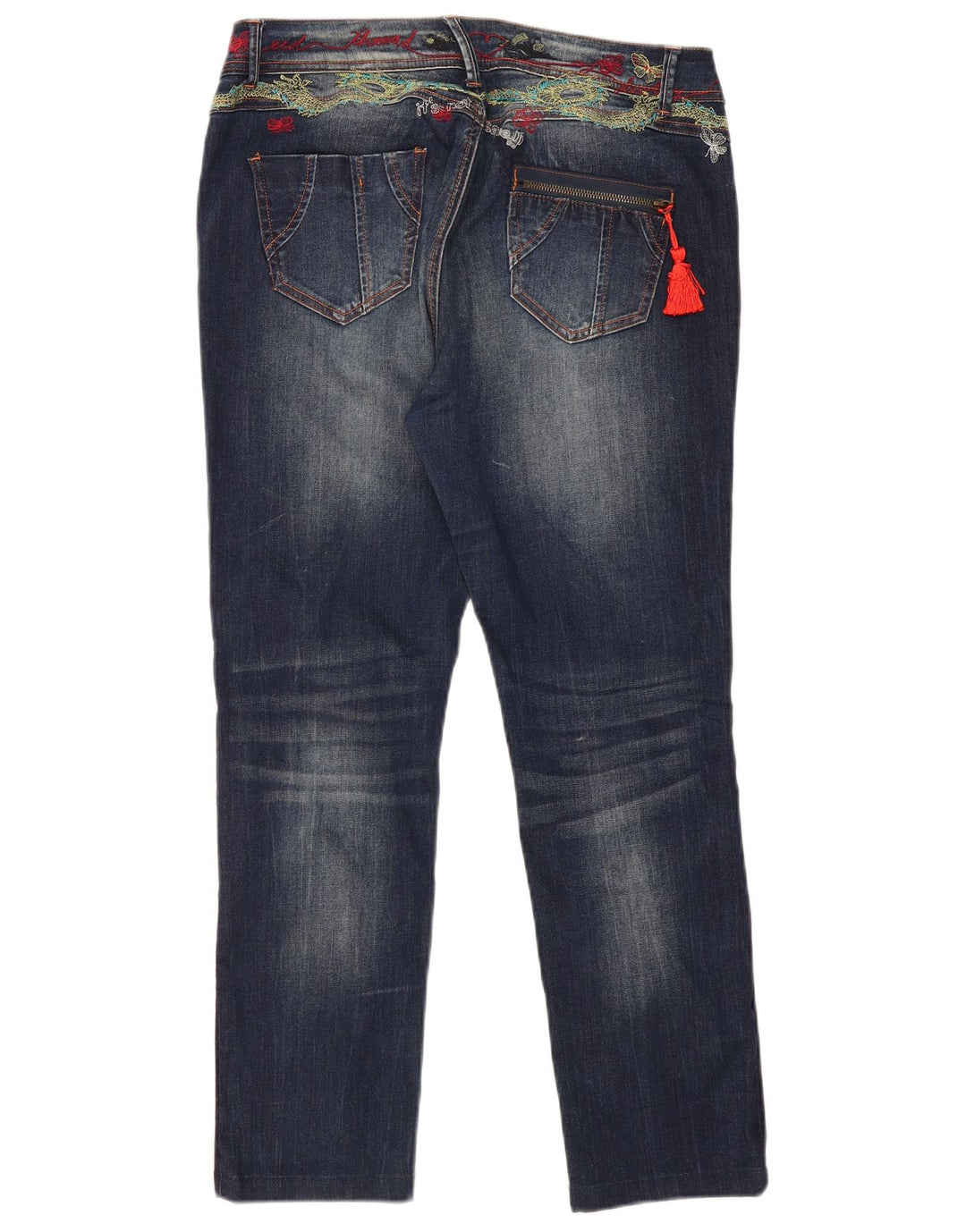 Γυναικείο γραφικό λεπτό τζιν Desigual W34 L29 Navy Blue Polyester