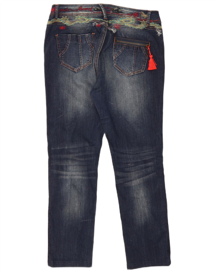 Γυναικείο γραφικό λεπτό τζιν Desigual W34 L29 Navy Blue Polyester