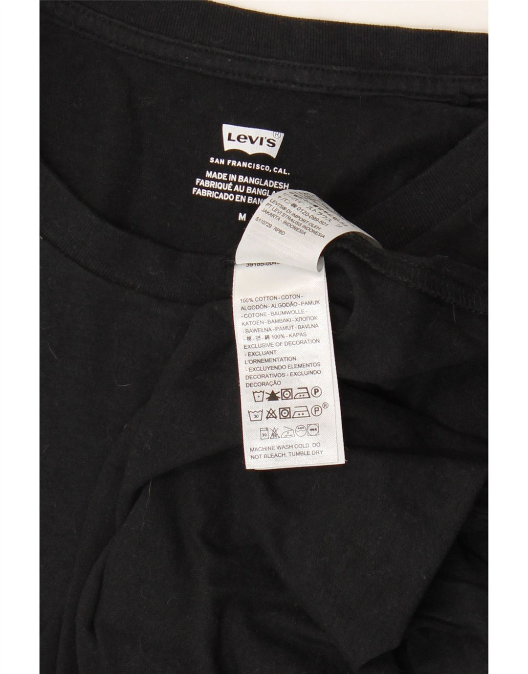 LEVI'S Γυναικείο T-Shirt Top UK 12 Μεσαίο μαύρο βαμβακερό