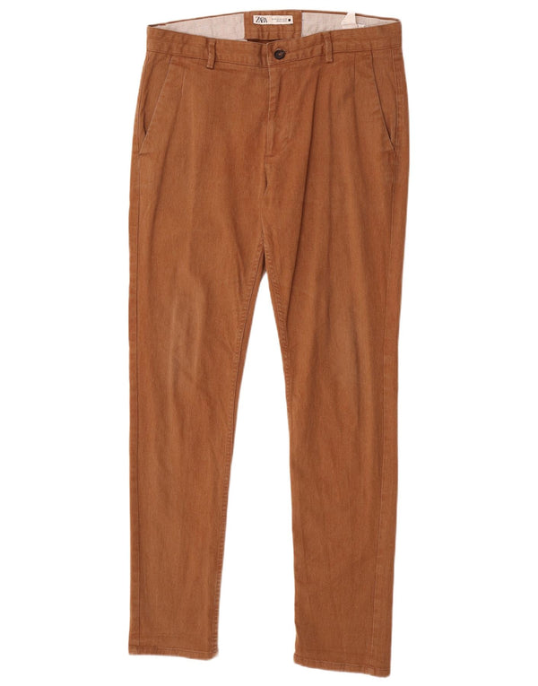 Zara Ανδρικό παντελόνι Chino Slim EU 42 Large W32 L32 Καφέ βαμβακερό