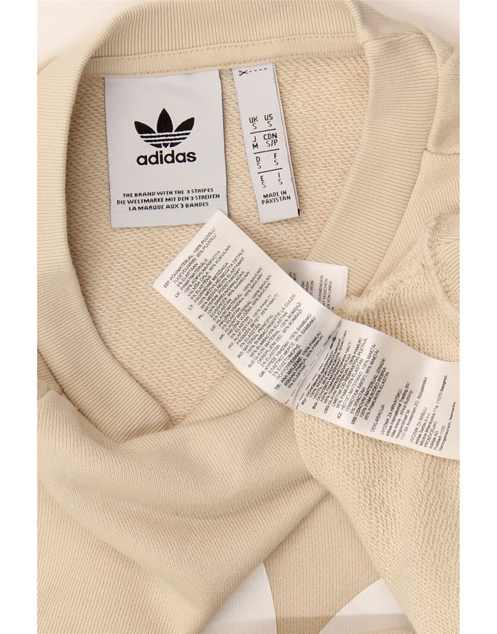 ADIDAS Mens Graphic Sweatshirt Jumper Small Beige Cotton