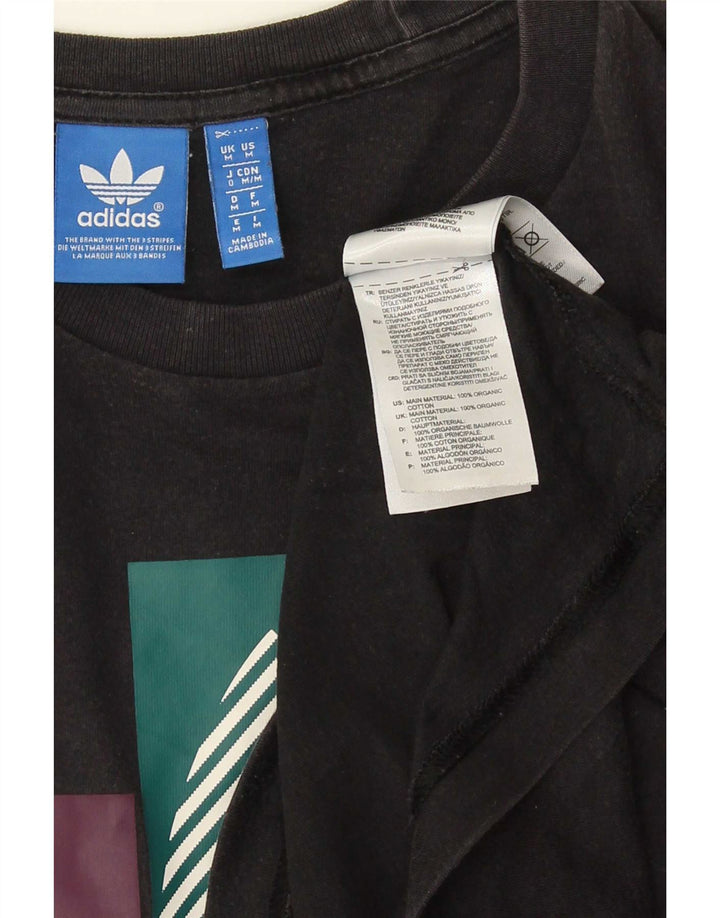 Ανδρικό γραφικό T-Shirt Adidas Top Μεσαίο μαύρο βαμβακερό