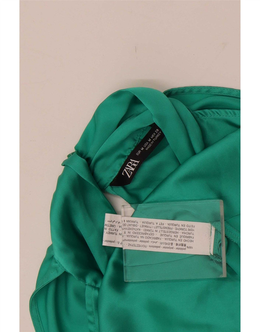 Zara Γυναικεία Αμάνικη Crop Μπλούζα Τοπ UK 14 Μεσαίου Πράσινου Πολυεστέρα