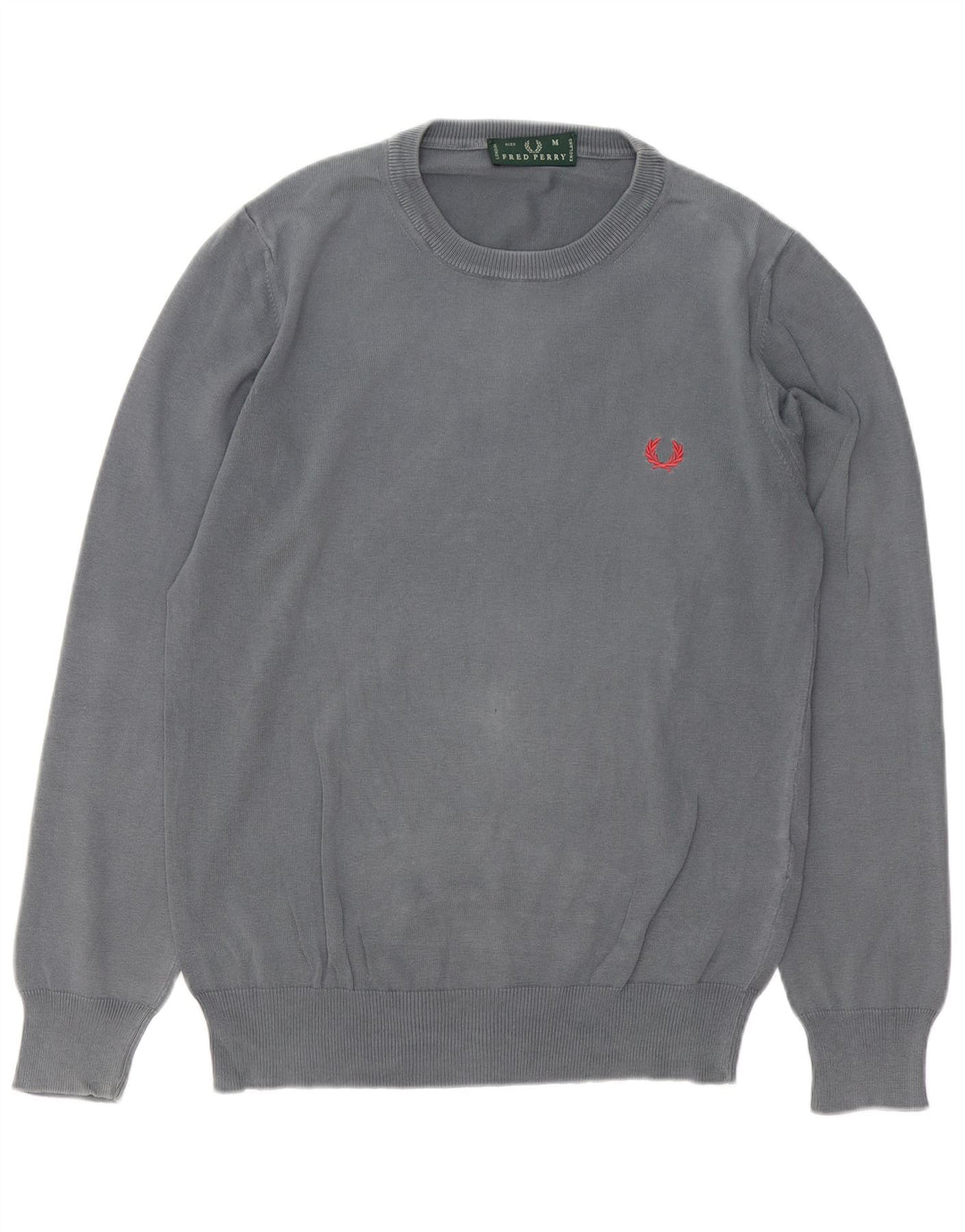 FRED PERRY Ανδρικό πουλόβερ με λαιμόκοψη μεσαίου γκρι βαμβακερό