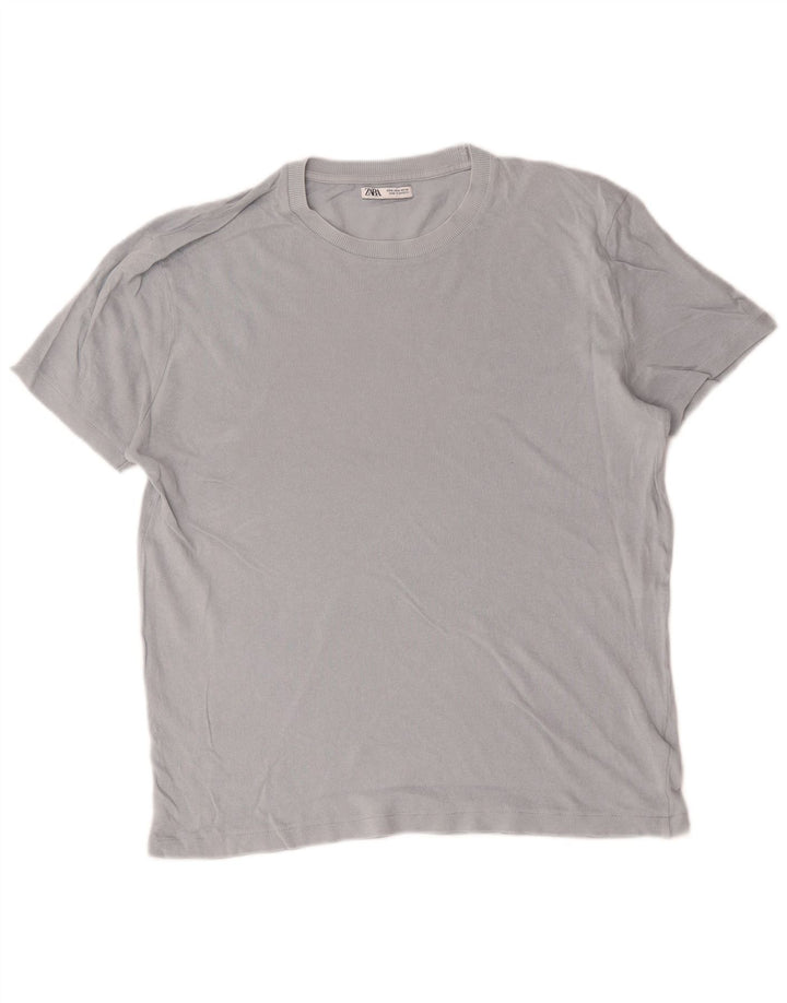 Ανδρικό T-Shirt Zara Τοπ μεσαίο γκρι βαμβακερό