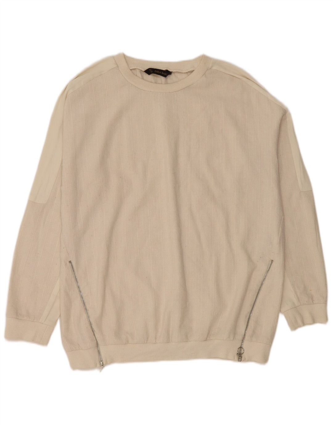 Zara Γυναικείο Φούτερ Jumper UK 16 Large Off White Βαμβακερό