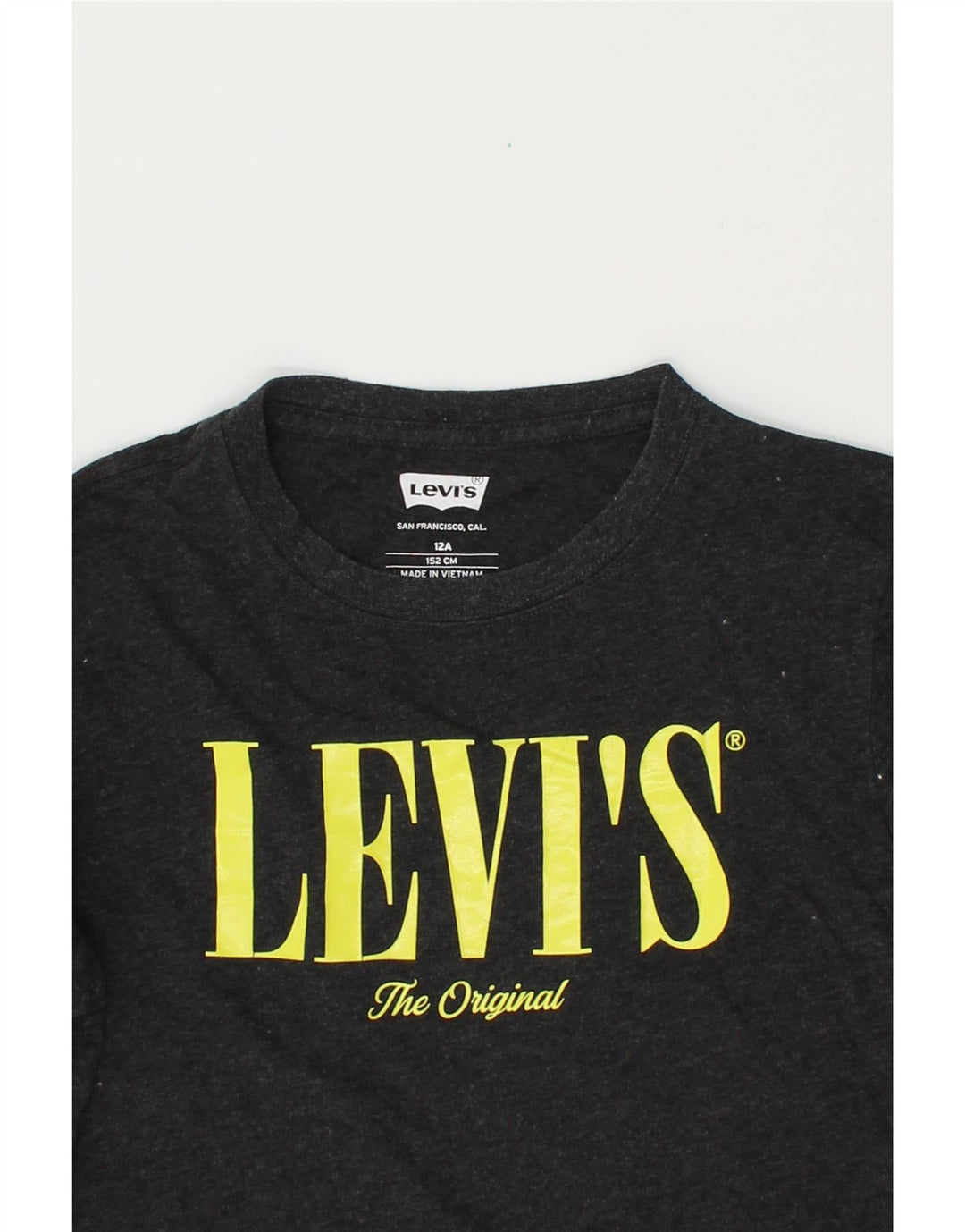 LEVI'S Boys Graphic Top Long Sleeve 11-12 Years Grey Flecked Vintage Levi's and Second-Hand Levi's from Messina Hembry 