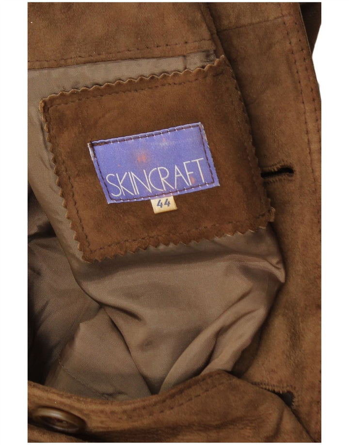 VINTAGE Ανδρικό Suede Bomber Jacket IT 44 XS Καφέ