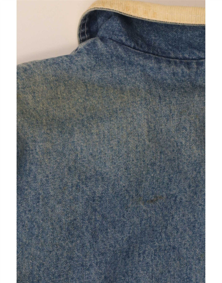 Outsider Mens Sherpa Τζιν Μπουφάν UK 40 Large Blue Cotton