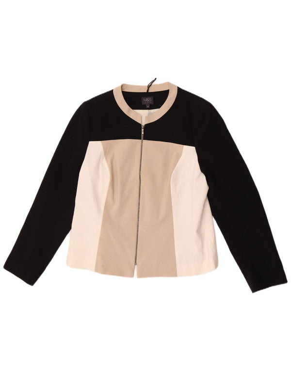 Marks & Spencer Γυναικείο μπουφάν σακάκι με φερμουάρ UK 16 Large Beige Colourblock
