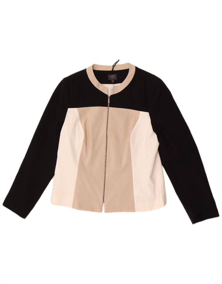 Marks & Spencer Γυναικείο μπουφάν σακάκι με φερμουάρ UK 16 Large Beige Colourblock