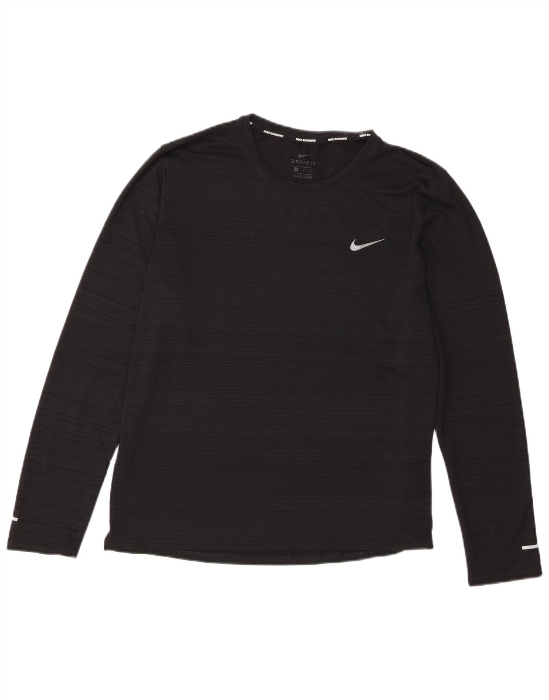 Nike γυναικείο Dri Fit Top μακρυμάνικο UK 16 μεγάλο μαύρο ριγέ πολυεστέρα
