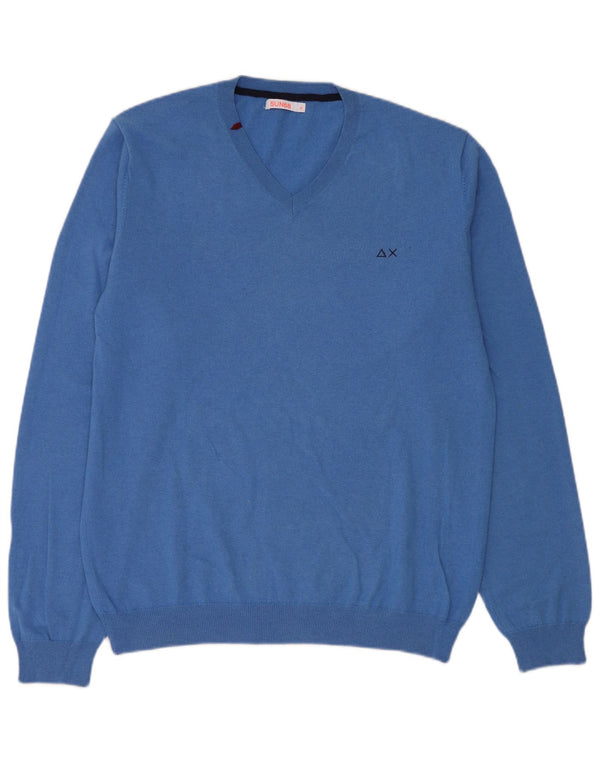 Sun68 Γυναικείο πουλόβερ με λαιμόκοψη UK 18 XL Blue Merino Wool