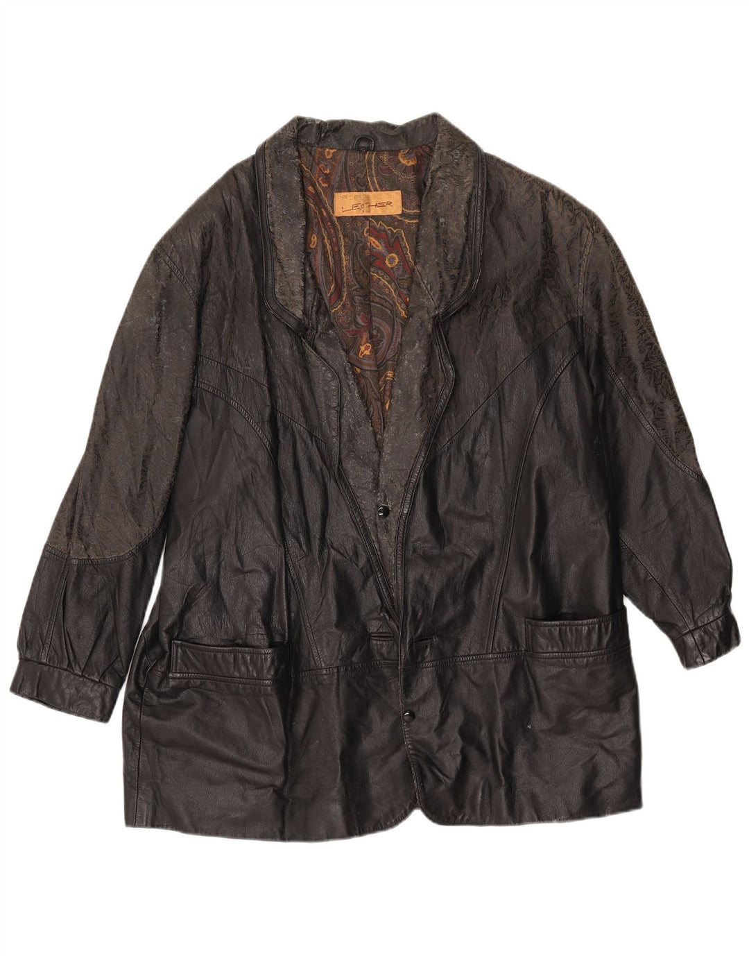 Vintage Ανδρικό Loose Fit Δερμάτινο Μπουφάν IT 46 Small Black Leather