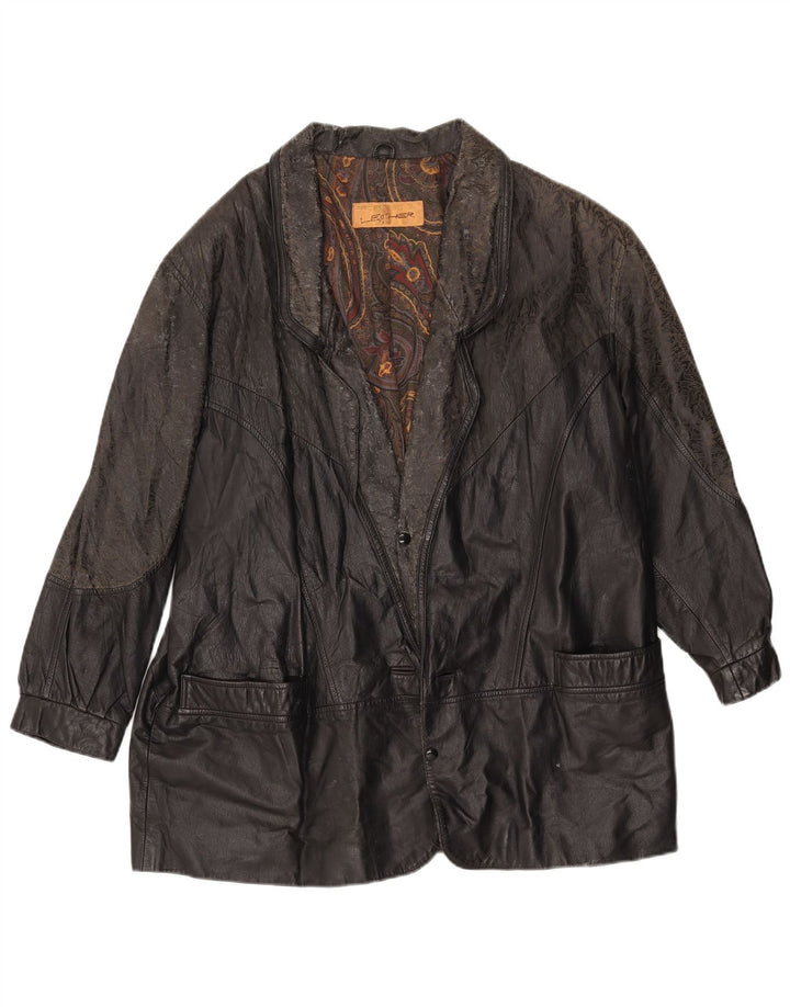 Vintage Ανδρικό Loose Fit Δερμάτινο Μπουφάν IT 46 Small Black Leather