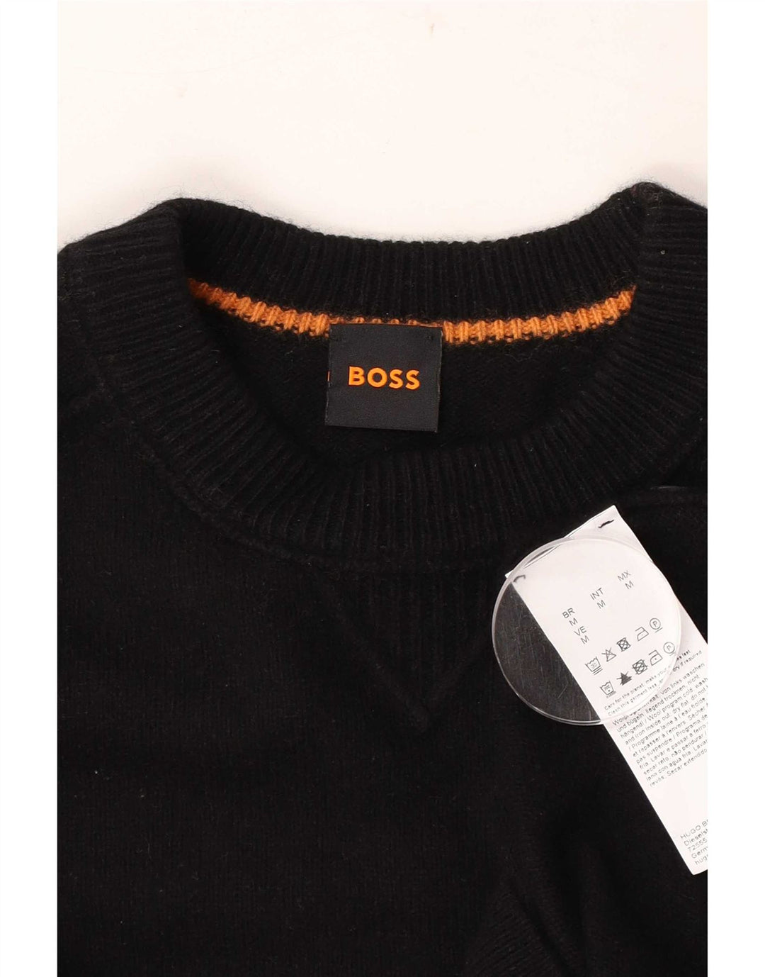 Ανδρικό πουλόβερ Hugo Boss Graphic Crew με λαιμόκοψη, μεσαίο μαύρο βαμβακερό
