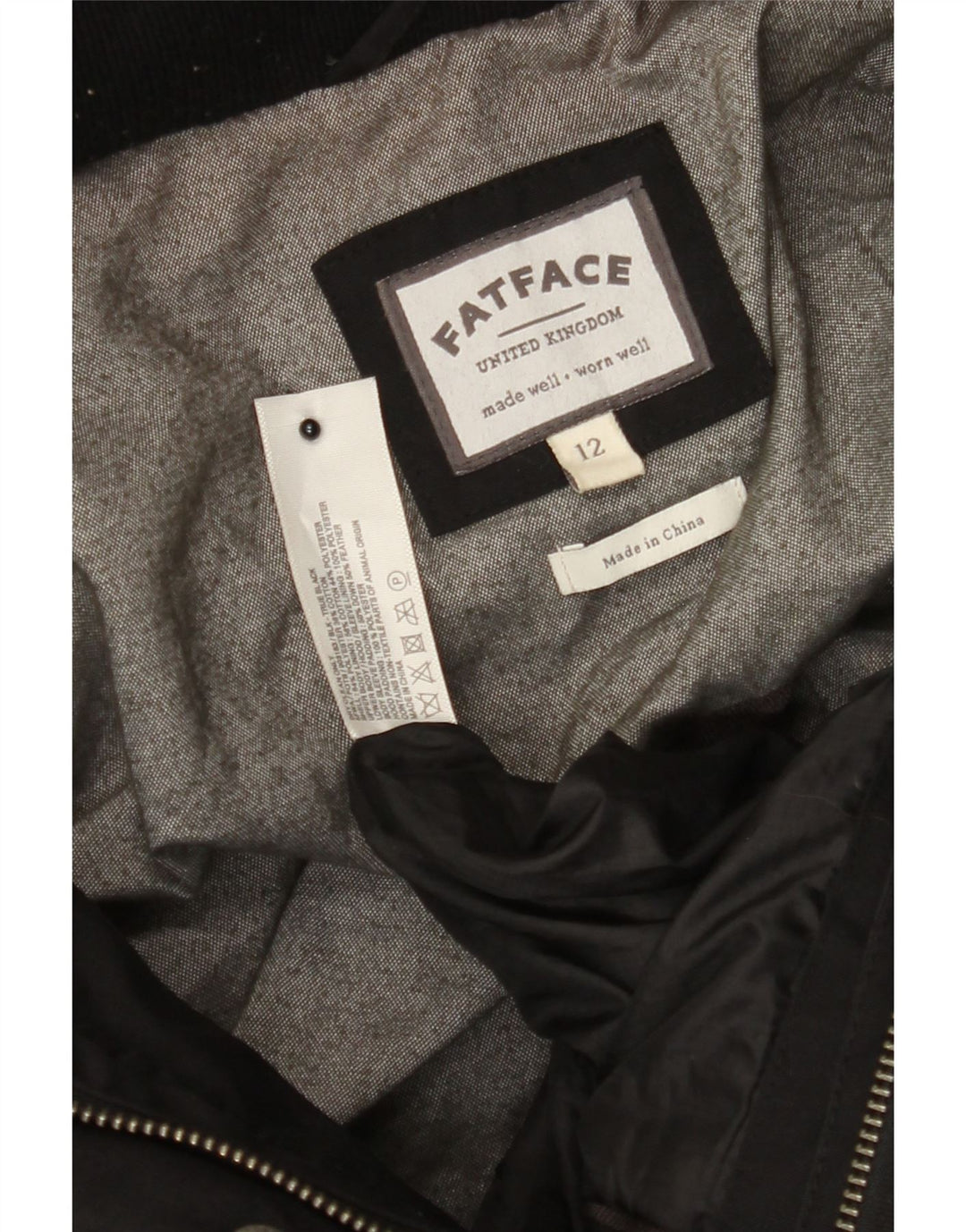 FAT FACE Womens Hooded Padded Coat UK 12 Medium Black Polyester