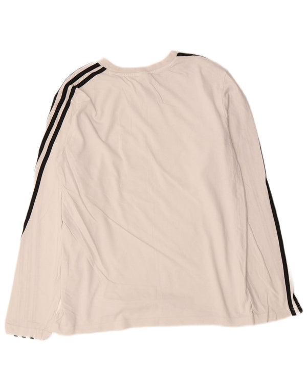 Adidas Γυναικείο τοπ μακρυμάνικο UK 16/18 μεγάλο λευκό βαμβακερό