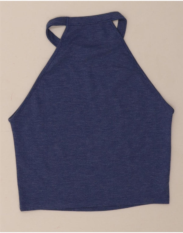 Zara Womens Crop Halter Top UK 10 Small Blue