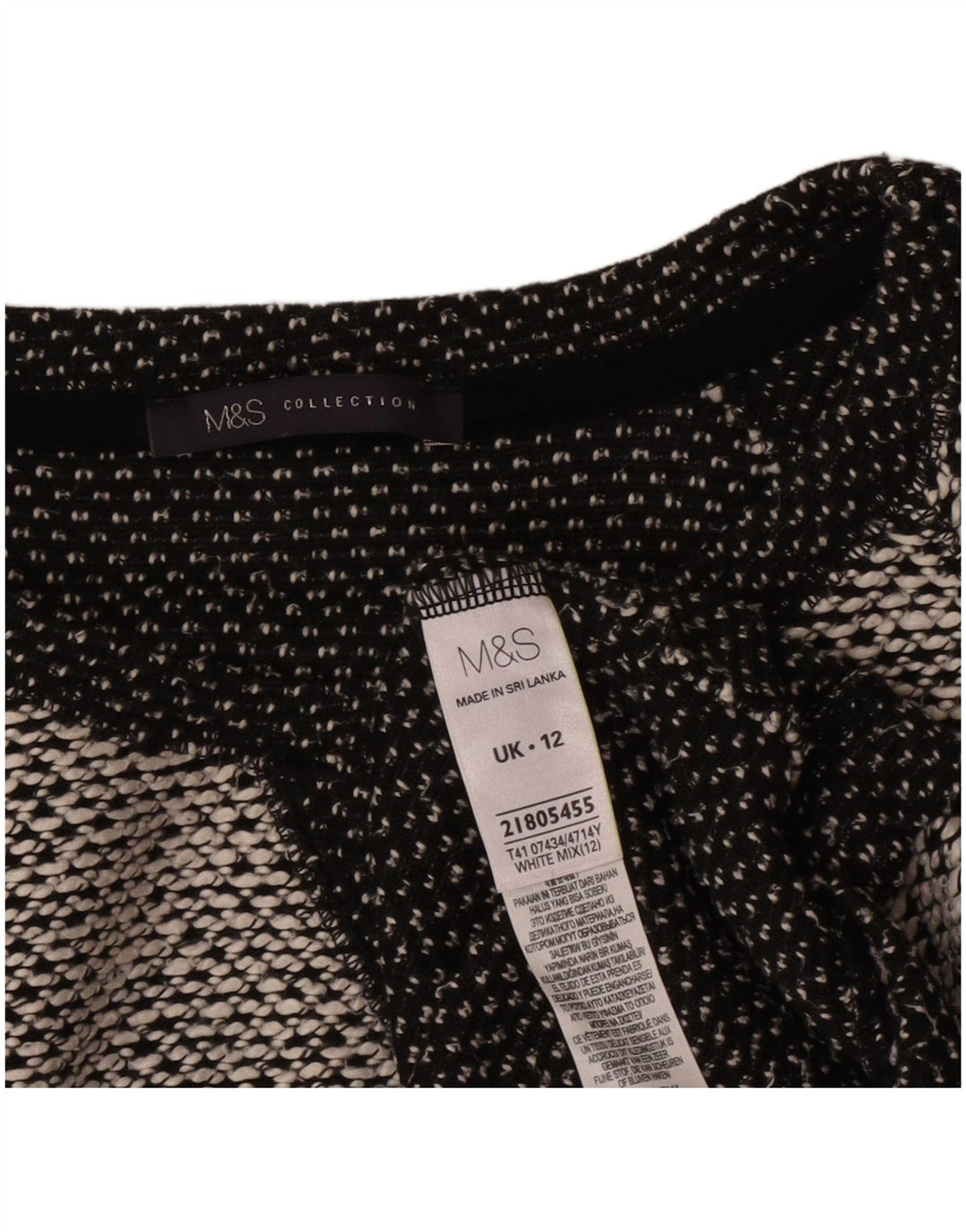 Marks & Spencer Γυναικείο πουλόβερ με λαιμό σκάφος UK 12 Medium White Flecked