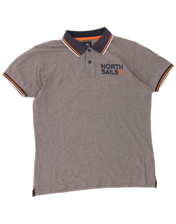 North Sails Mens Graphic Polo Shirt XL Grey Cotton