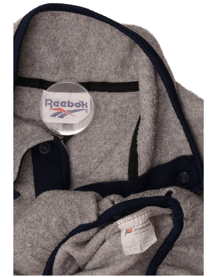 Reebok Ανδρικό κουμπιά λαιμό Fleece Jumper XL Γκρι πολυεστέρας