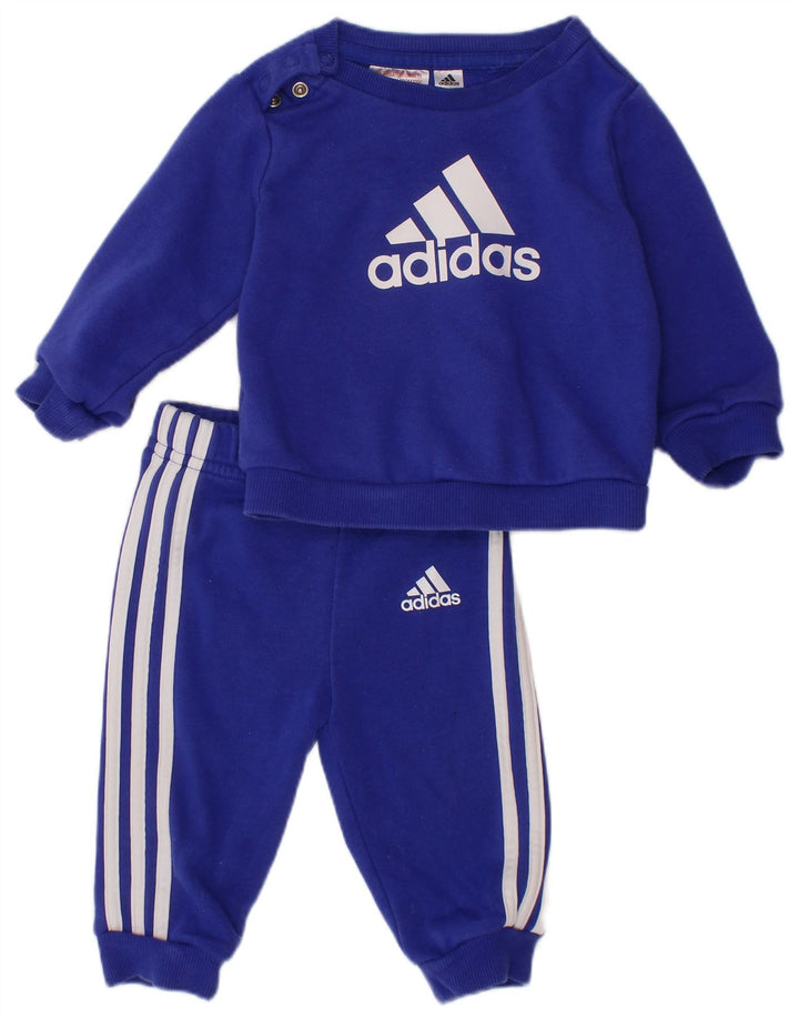 Φόρμα ADIDAS Baby Boys Graphic Ολόσωμη φόρμα 3-6 μηνών Μπλε βαμβακερή