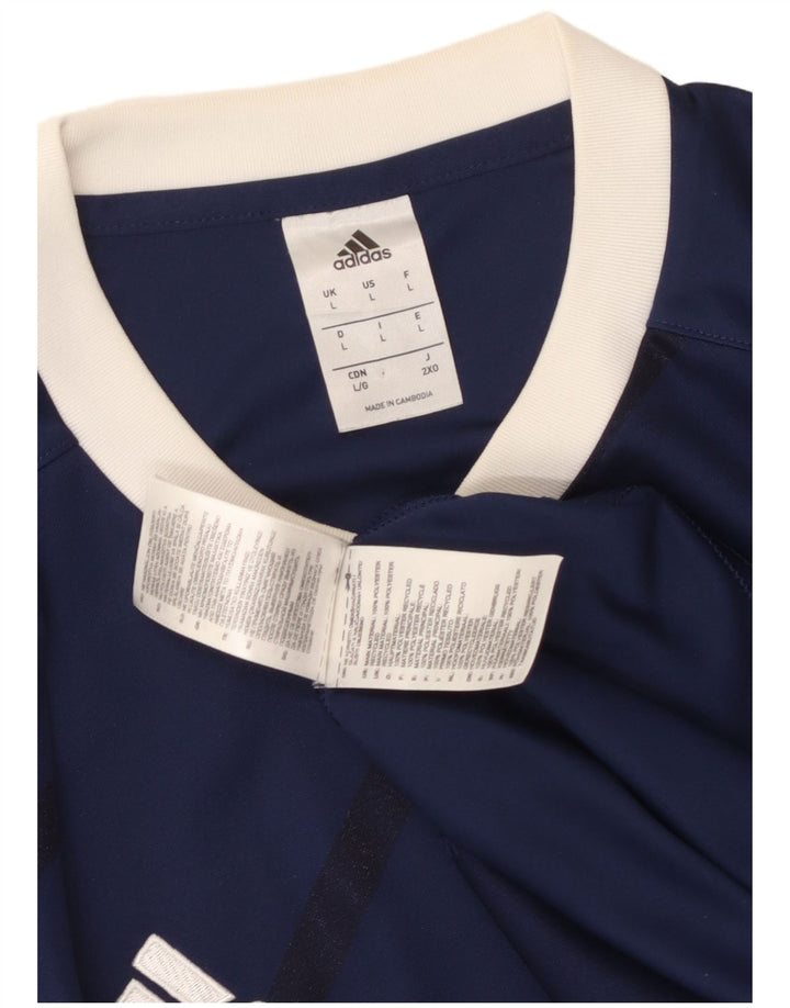 Ανδρικό T-Shirt Adidas Top Large Navy Blue ριγέ πολυεστέρας
