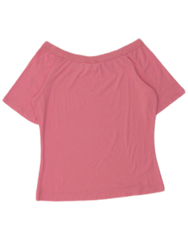 Lee Womens Crop Off Shoulder Top UK 14 Large Pink