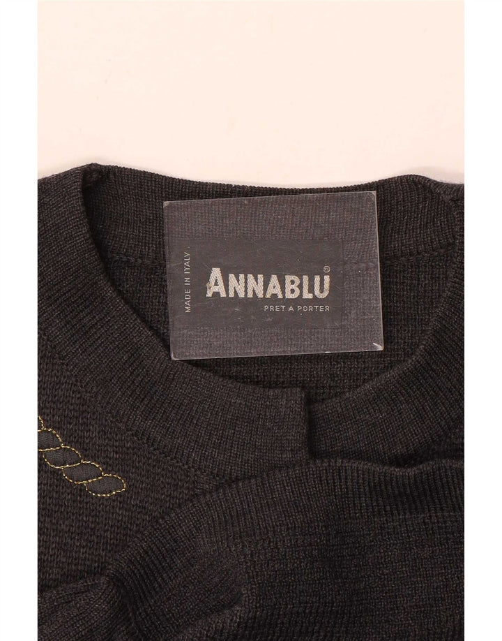 Vintage γυναικείο oversized ζακέτα πουλόβερ UK 10 Small Grey Wool