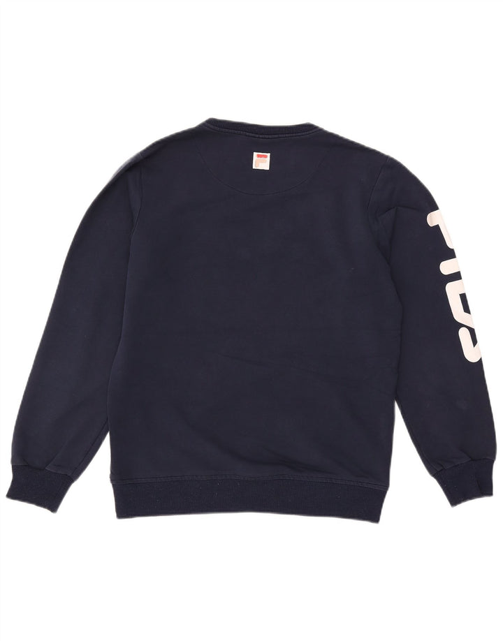 Fila Γυναικείο Γραφικό Φούτερ Jumper UK 16 Large Navy Blue Polyester