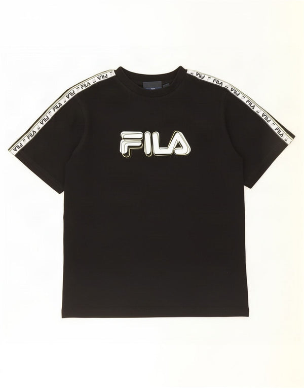 Fila Boys Graphic T-Shirt Top 11-12 ετών Μαύρο Colourblock Βαμβακερό