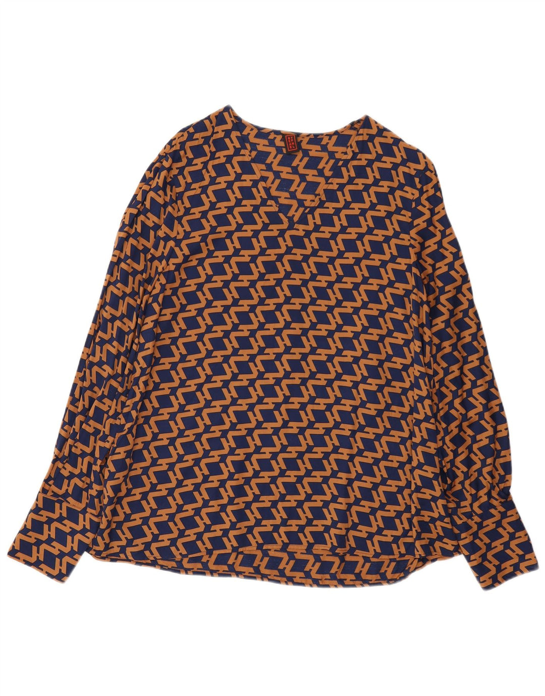 Stefanel Γυναικεία μακρυμάνικη μπλούζα Top IT 46 Large Navy Blue Geometric
