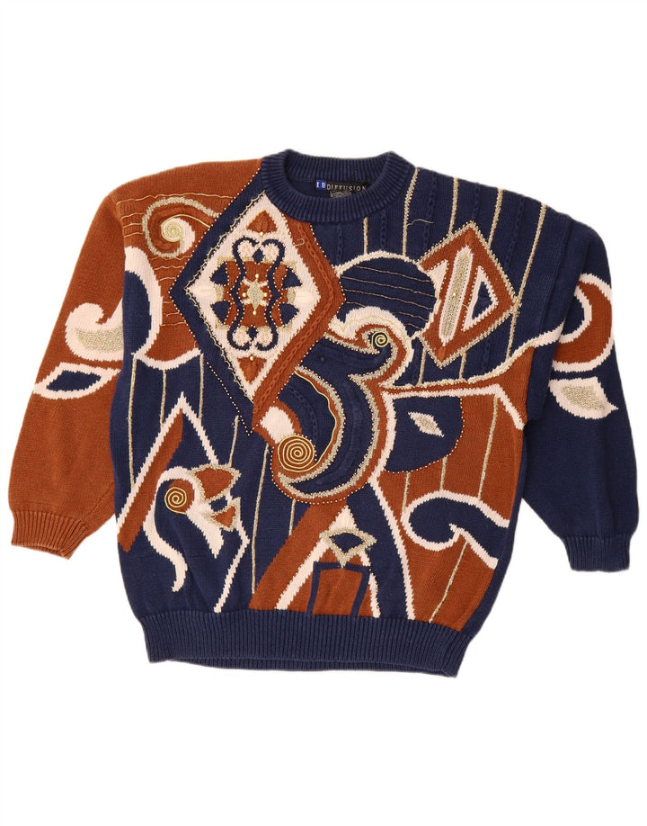 I.B Diffusion Γυναικείο πουλόβερ με λαιμόκοψη UK 16 Large Navy Blue Paisley