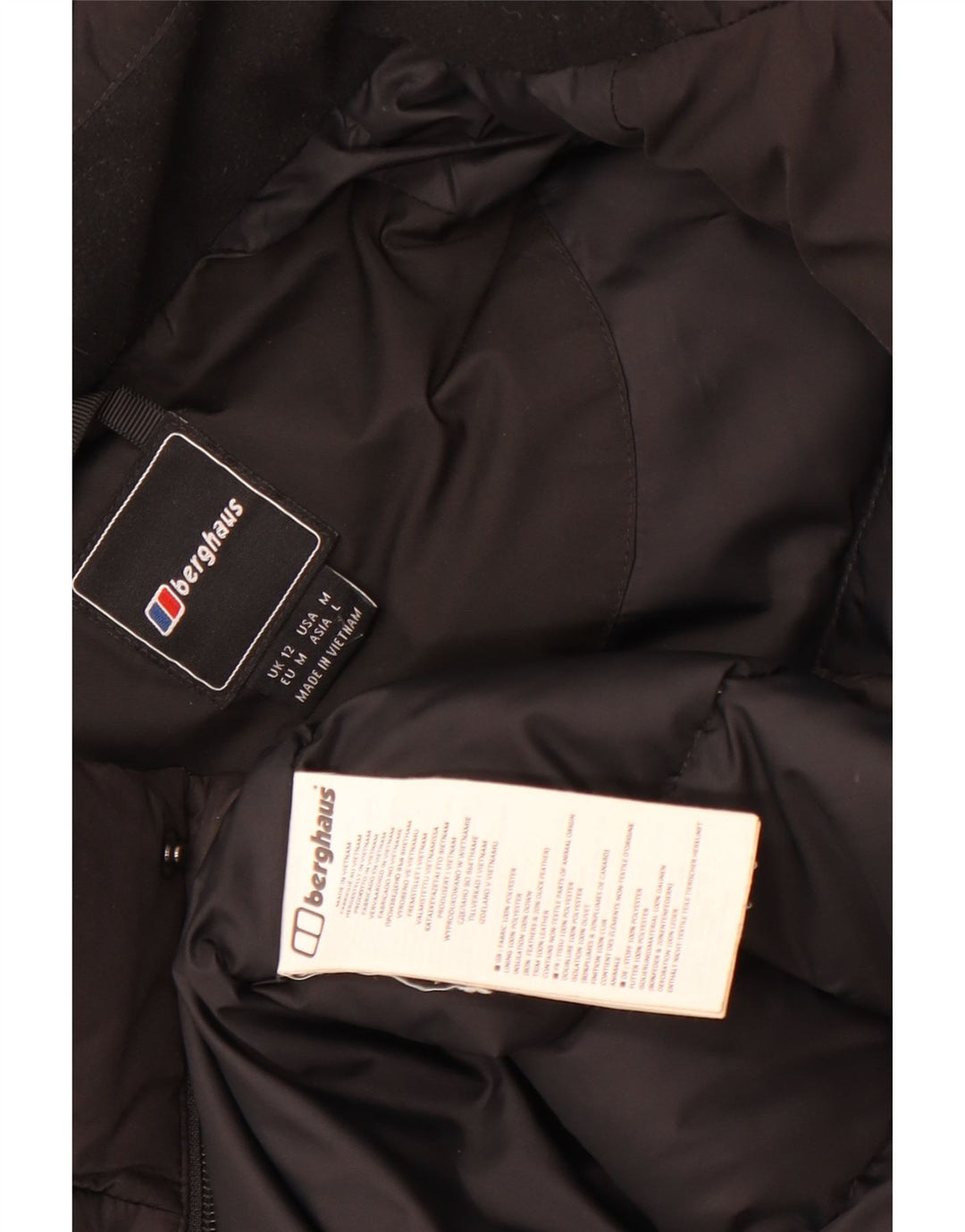 Γυναικείο παλτό Berghaus με κουκούλα με επένδυση UK 12 μεσαίο μαύρο πολυεστέρα