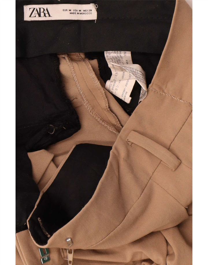 Zara Γυναικείο Φαρδύ Παντελόνι Chino Μεσαίο W28 L30 Καφέ Πολυεστέρας
