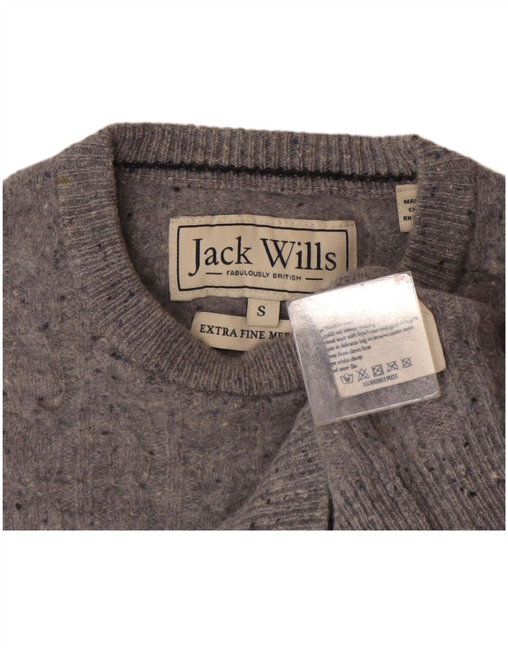Jack Wills Ανδρικό πουλόβερ με λαιμόκοψη από μαλλί σε γκρι φλύκταινες