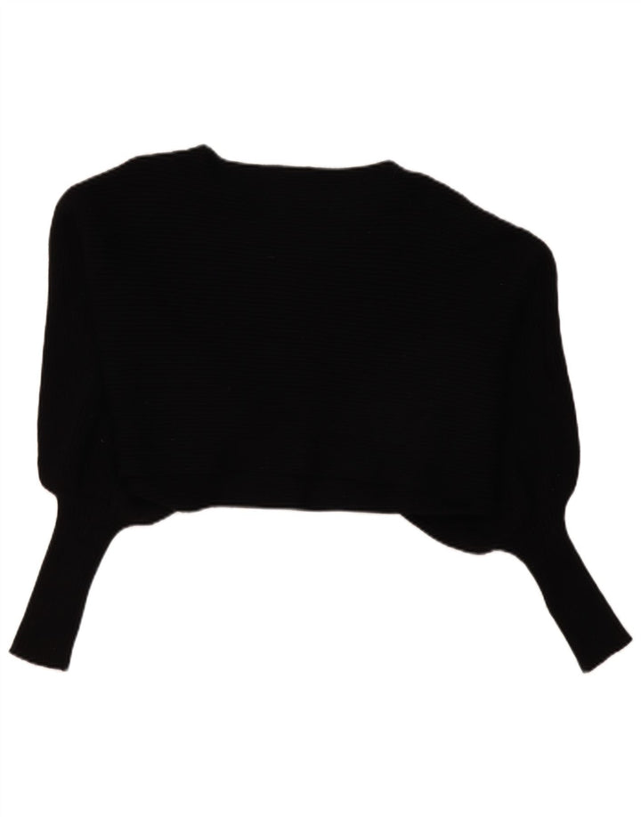 Zara Γυναικείο Oversized Μπλουζάκι Crop Μακρύ μανίκι UK 14 Medium Black