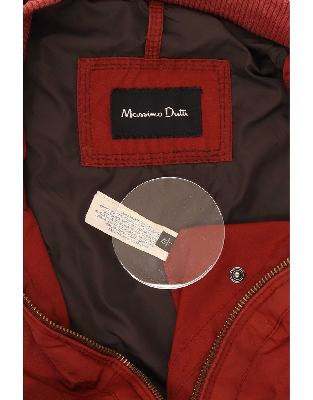 Massimo Dutti Ανδρικό Bomber Jacket UK 40 Large Red Nylon