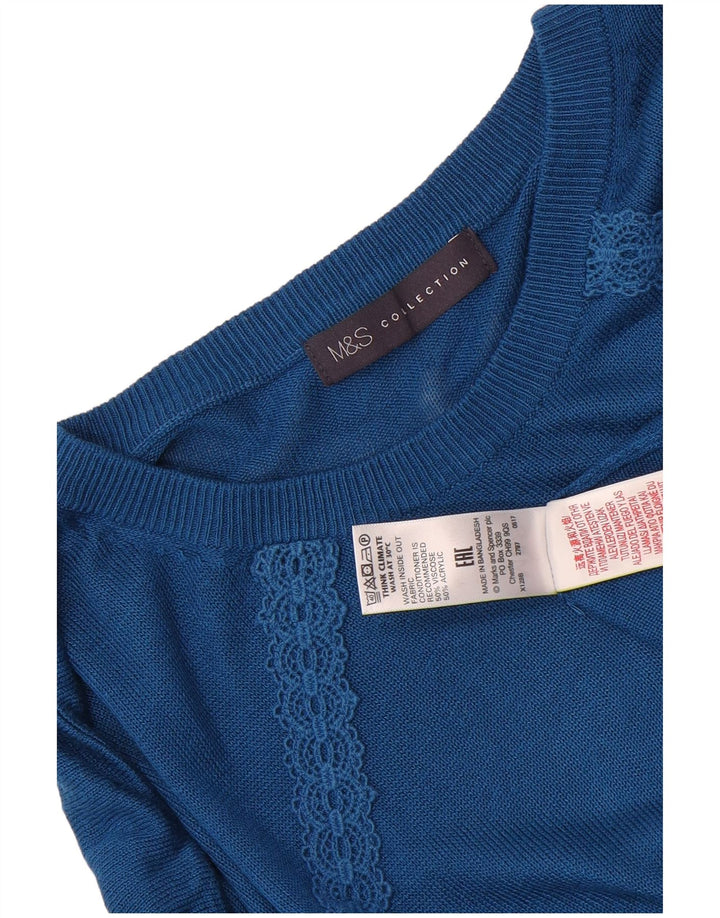 Marks & Spencer Γυναικείο πουλόβερ με λαιμόκαυμα μεγάλου μεγέθους UK 14 Medium Blue