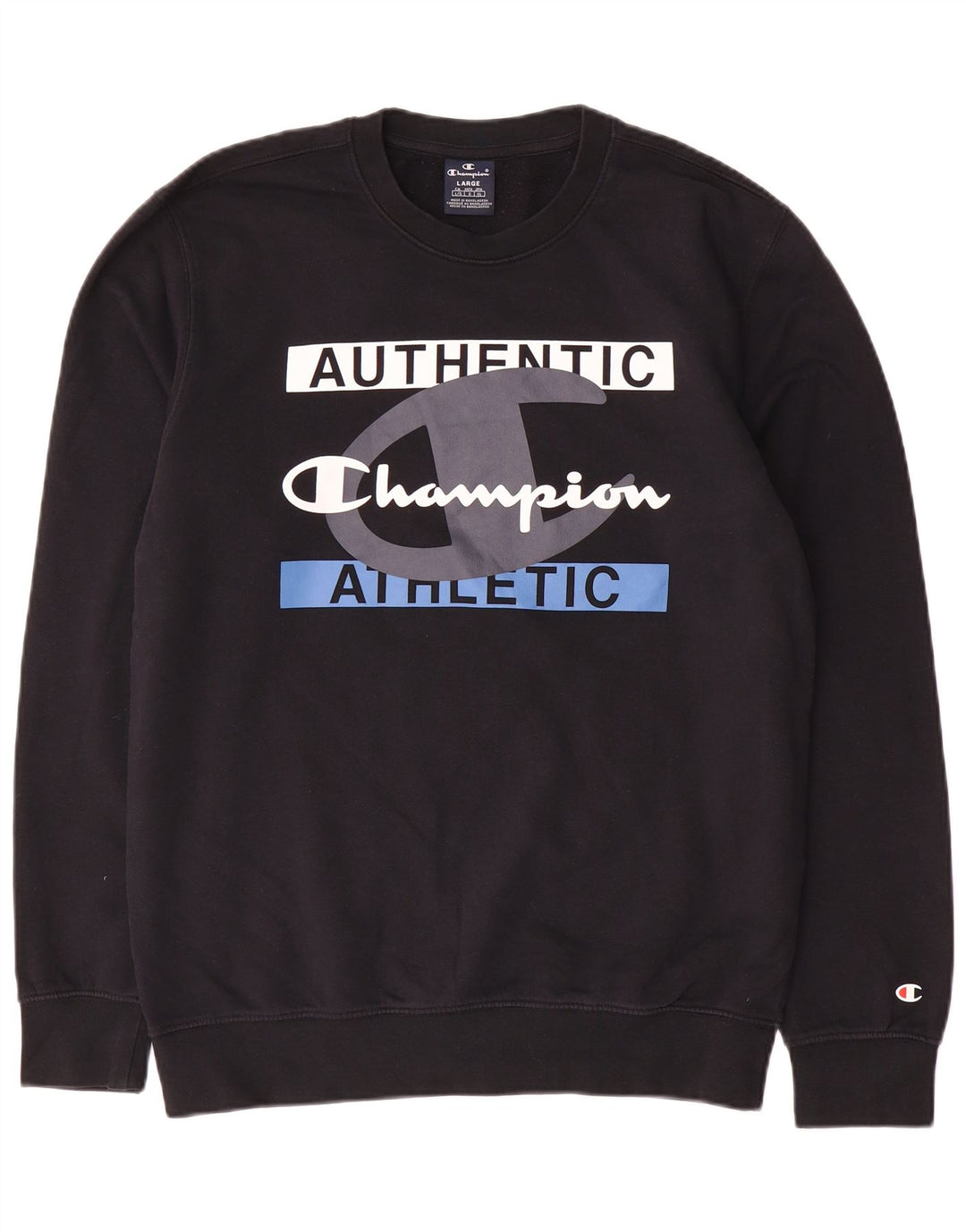 Ανδρικό γραφικό φούτερ Champion Jumper μεγάλο μαύρο βαμβακερό