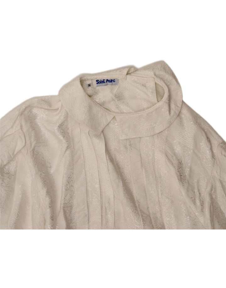 VINTAGE Womens Crop Shirt Blouse UK 14 Medium Off White Vintage Vintage and Second-Hand Vintage from Messina Hembry 
