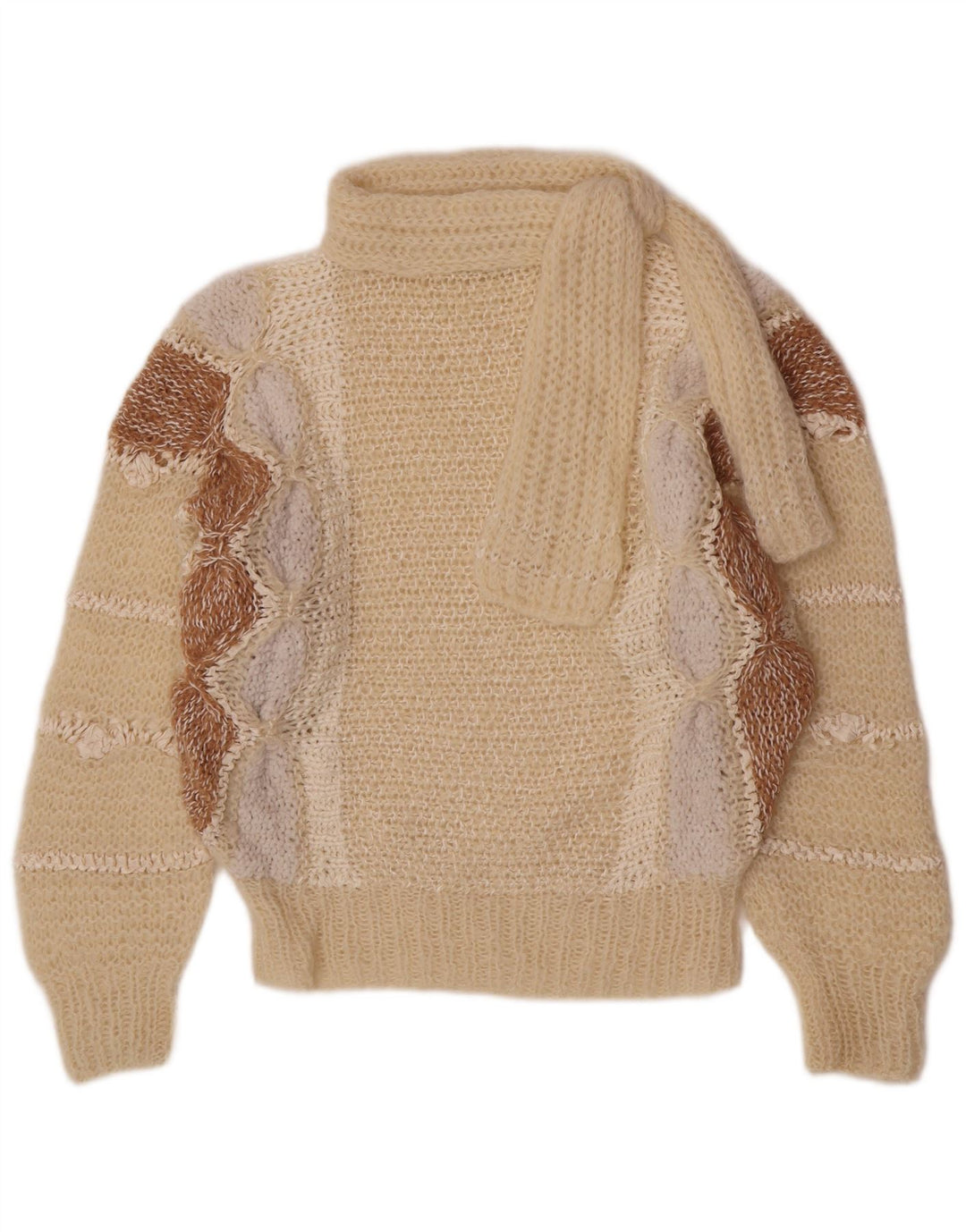 Vintage γυναικείο πουλόβερ με λαιμό χελώνα UK 14 Medium Off White Retro