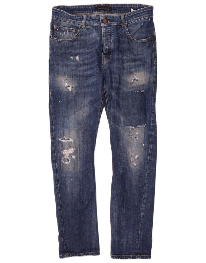 Ανδρικό τζιν Frankie Morello Distressed Slim W34 L29 Μπλε βαμβακερό