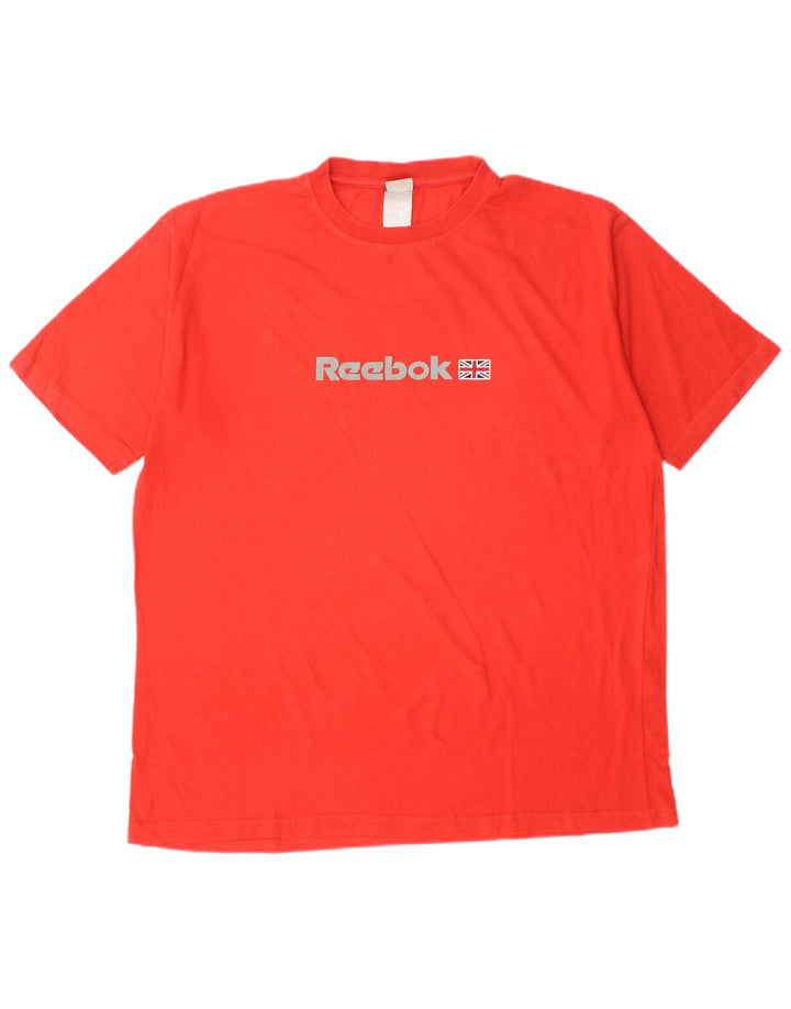 REEBOK Ανδρικό γραφικό T-Shirt Top μεγάλο κόκκινο βαμβακερό