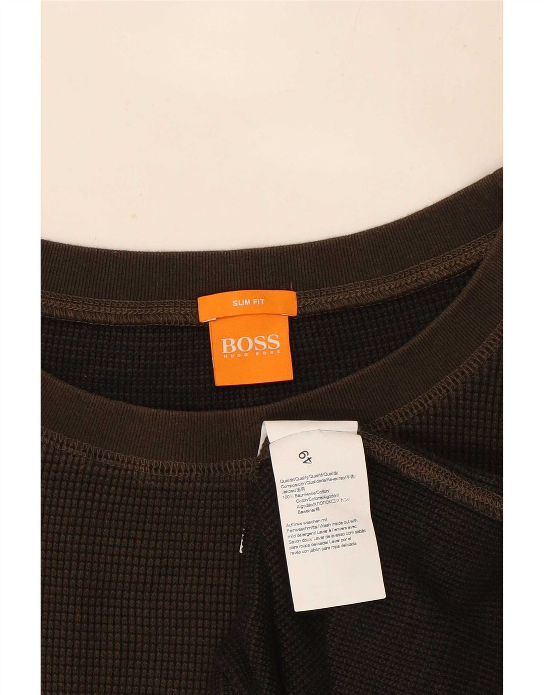 Ανδρικό μπλουζάκι Hugo Boss μακρυμάνικο 3XL καφέ βαμβακερό